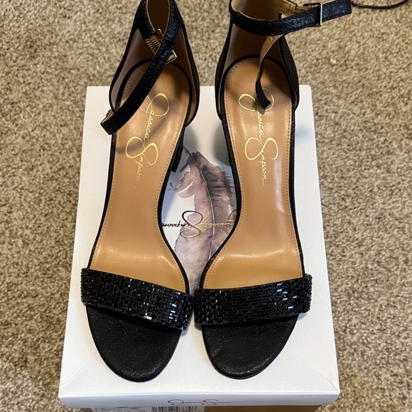 Jessica Simpson Black Sequin Heels - Picture 1 of 2